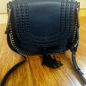 Chloe Hudson Black Braided Leather Crossbody Bag